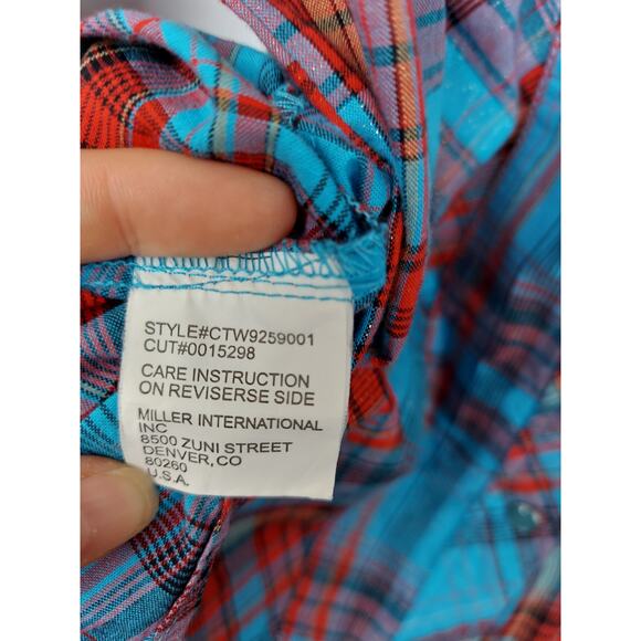 Cruel Girl Western Women's Turquoise Red Snap Casual Top Size Extra Large - Picture 6 of 10